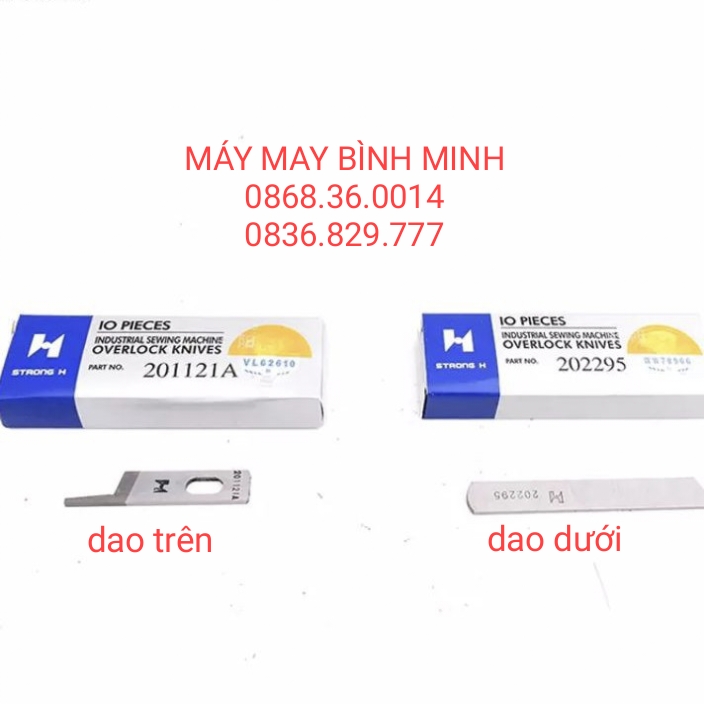Dao trên 201121A và dao dưới 202295 máy vắt sổ Pegasus và Sirubar Strongh tem vàng