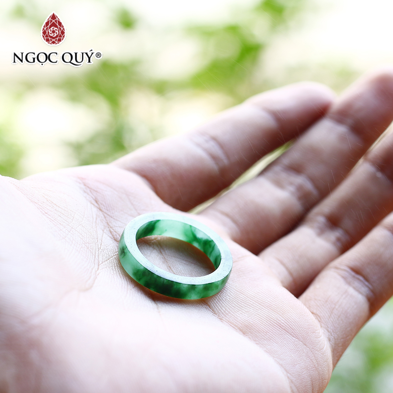 [HCM]Nhẫn cẩm thạch sơn thủy mệnh hỏa mộc - Ngọc Quý Gemstones