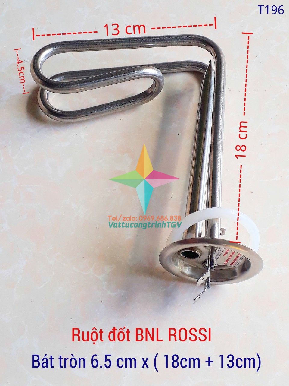 Ruột đốt AMTS Bình Nóng Lạnh ROSSI cong bát tròn 6.5cm x 18cm+13cm