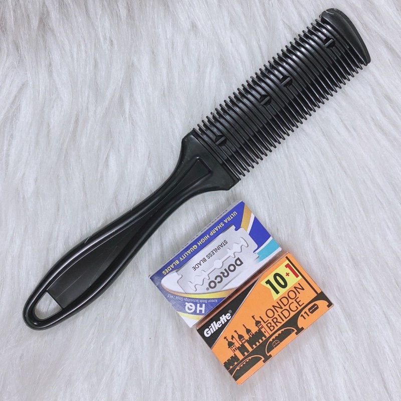 Dao cắt tỉa mỏng tóc, lược tỉa tóc razor comb, thingning haircut comb - kvd12