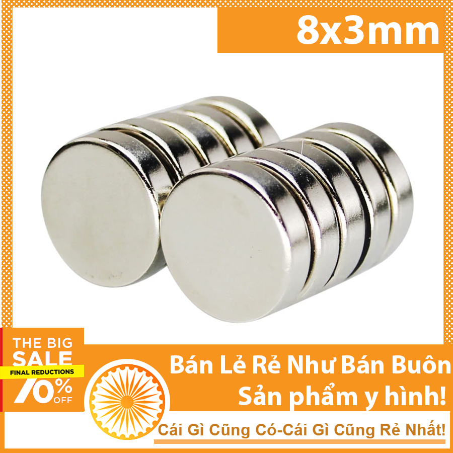 Bộ 10 viên nam châm 8x3mm