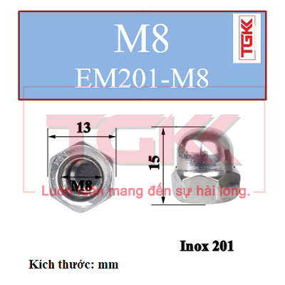 Đai ốc mũ inox 201