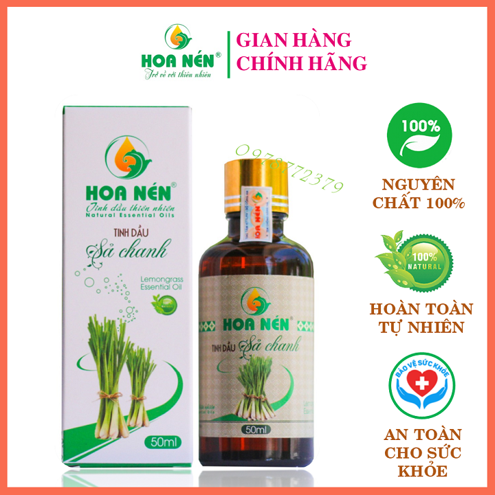 Tinh dầu Sả Chanh Hoa Nén 50ml nguyên chất - Tinh dầu đuỗi muỗi, khử mùi hôi, diệt khuẩn hiệu quả
