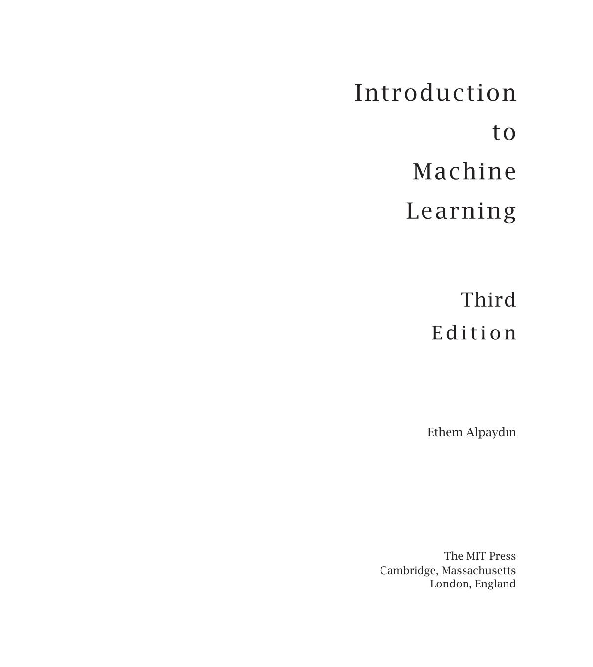 Introduction to Machine Learning