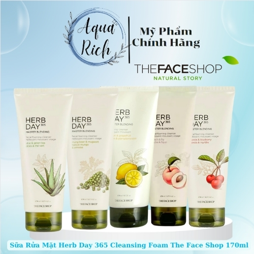 [Best Seller] Sữa rửa mặt Herb Day 365 Cleansing Foam Dạng Tuýp 170ml [Chanh - Nha Đam - Đậu]
