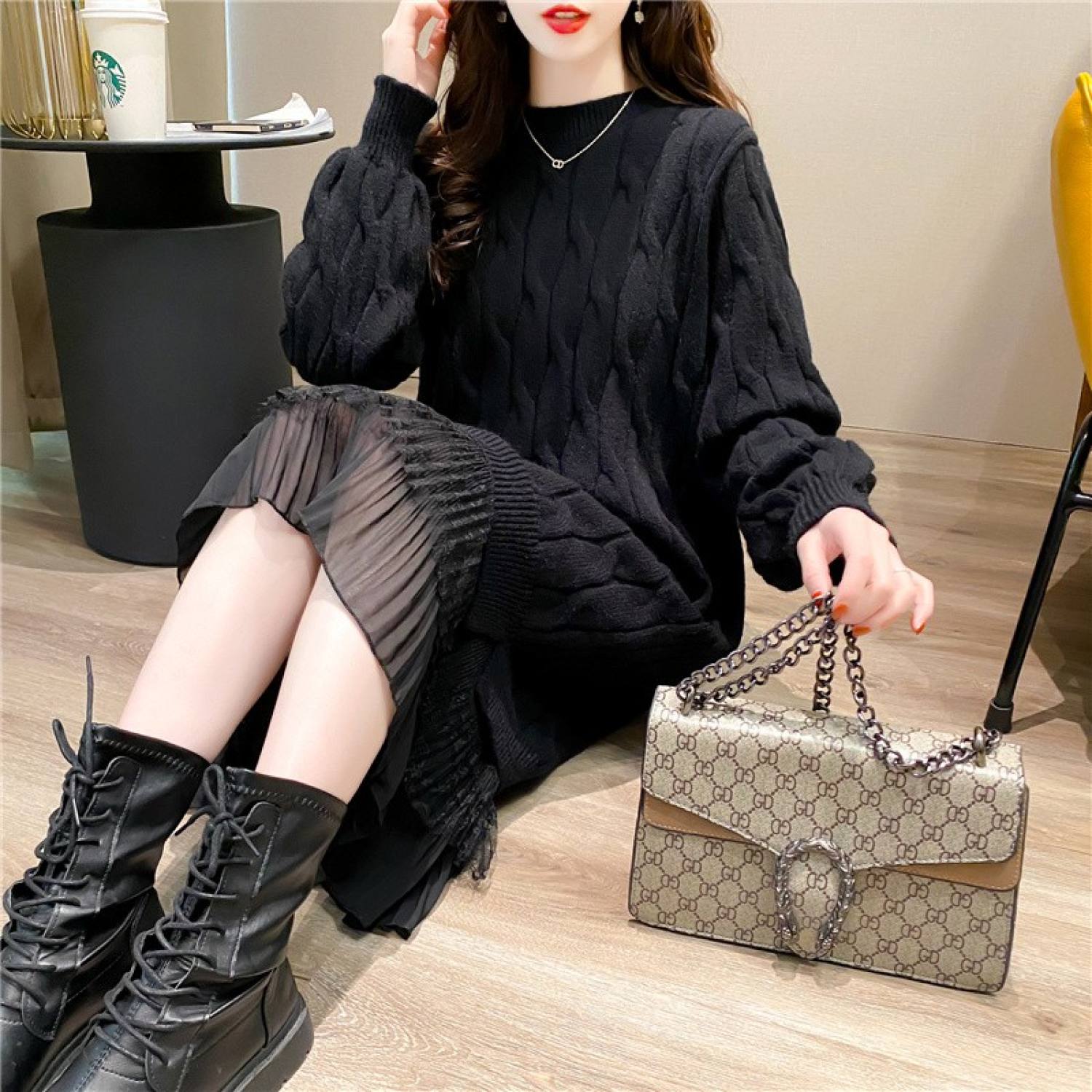 Váy len dày phối ren siêu đẹp dễ thương 2021