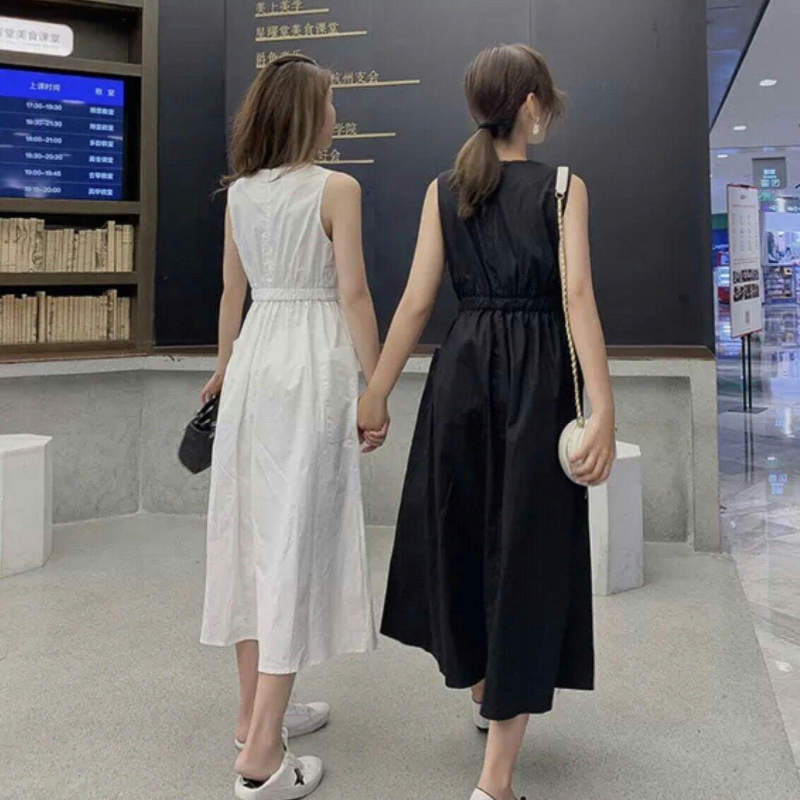 [HCM]Đầm Dáng Suông thun eo 2 mau