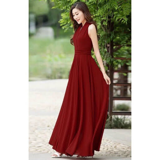 ĐẦM XÒE DÀI CỔ CHOÀNG, ĐẦM MAXI ĐI BIỂN