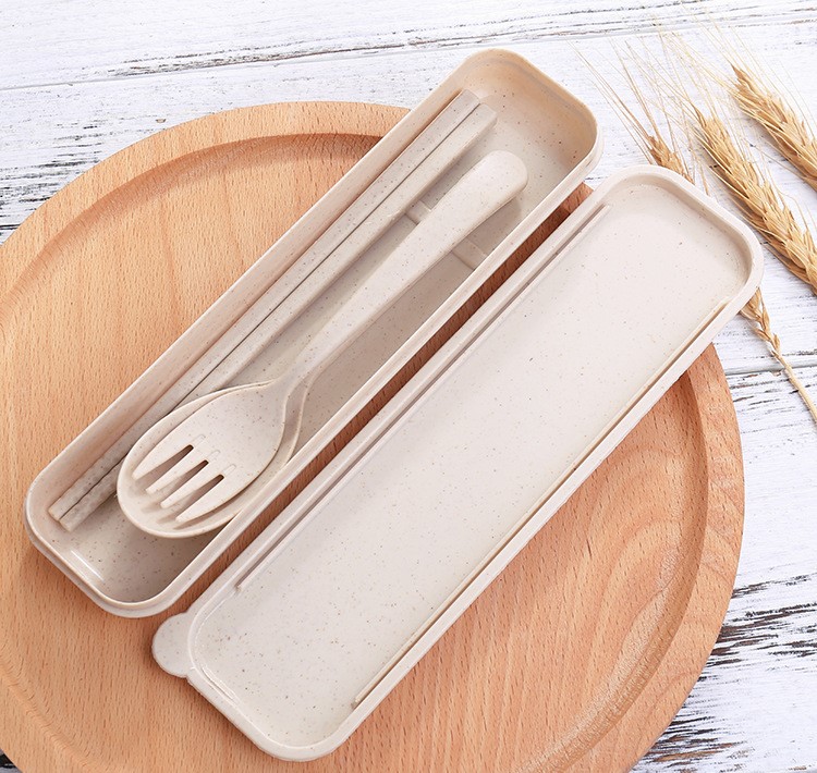 Bộ 3 món thìa, đũa, dĩa lúa mạch an toàn bảo vệ môi trường