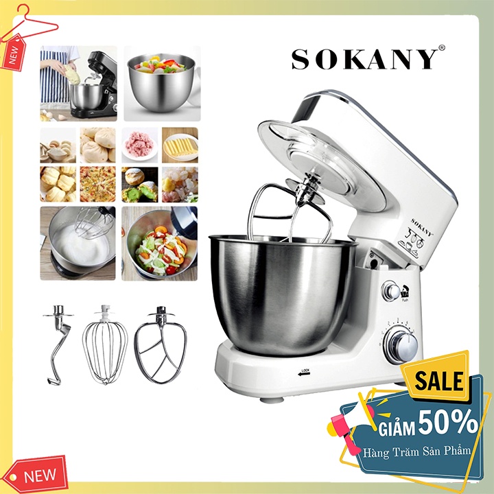 Máy đánh trứng, trộn kem, thực phẩm để bàn sokany 209 công suất lớn 450w 4 lít