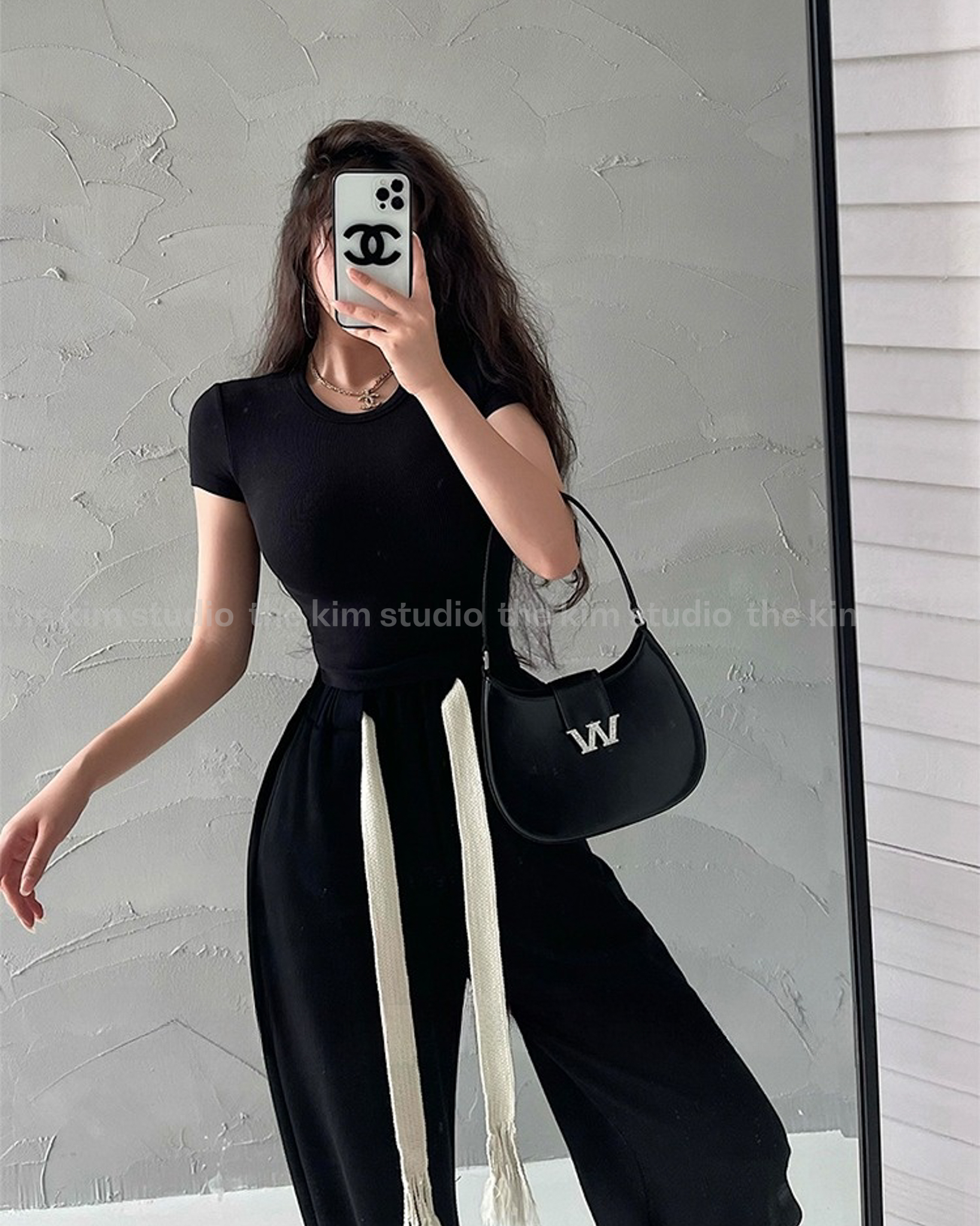 THE KIM A166 Áo thun croptop tay ngắn cổ tròn, áo baby tee thun tăm trơn