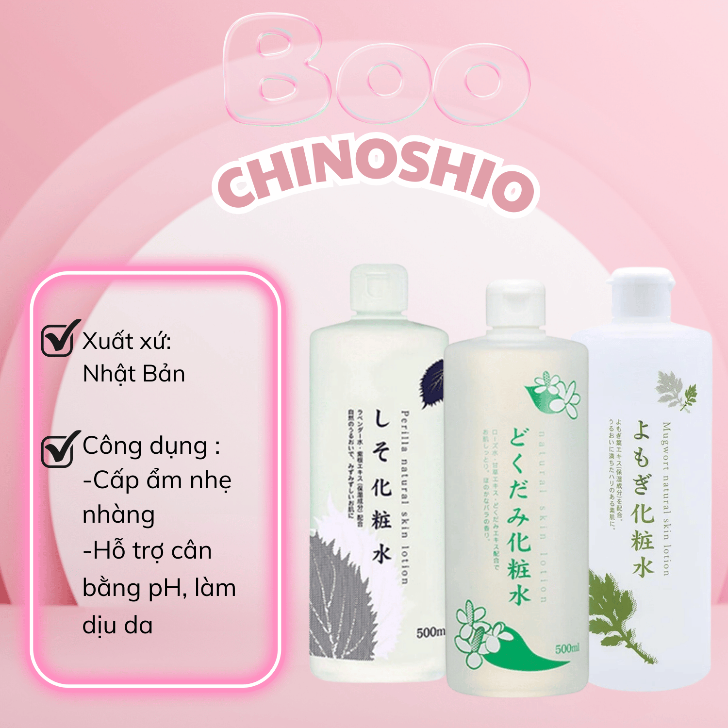 Nước Hoa Hồng Diếp cá & Tía Tô Dokudami Natural Skin 500ml