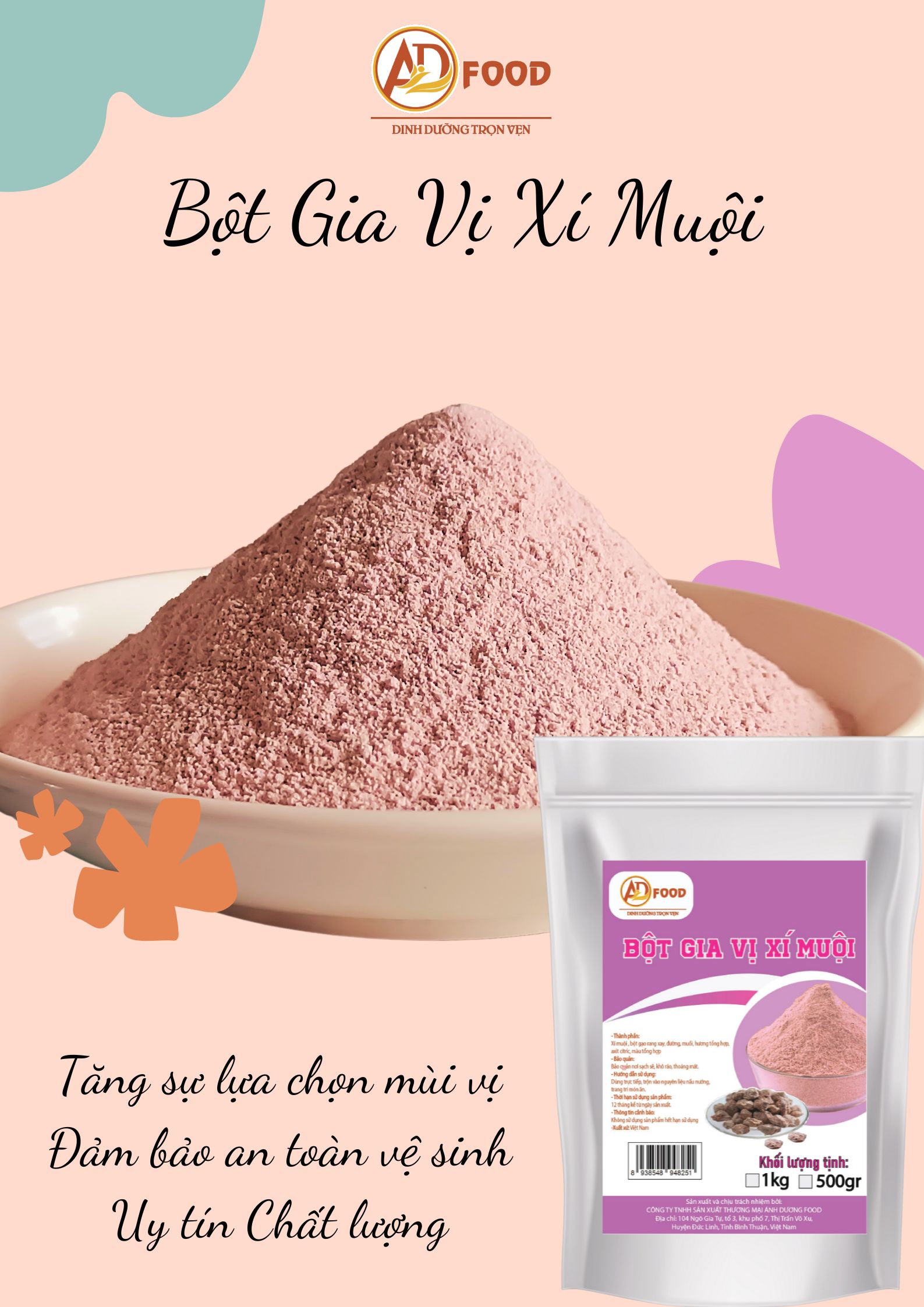 Gói 500g Bột xí muội dùng làm gia vị cho các món chiên lắc, nướng