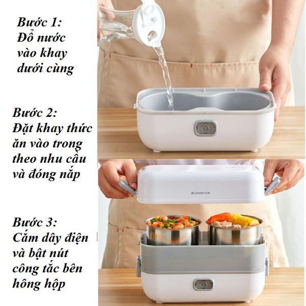 Cà men cắm điện thông minh 2 tầng 4 ngăn inox cao cấp - Nồi cơm điện mini thế hệ mới có quai xách tiện lợi - Hộp cơm văn phòng ruột inox siêu bền, dễ dàng nấu từ gạo thành cơm