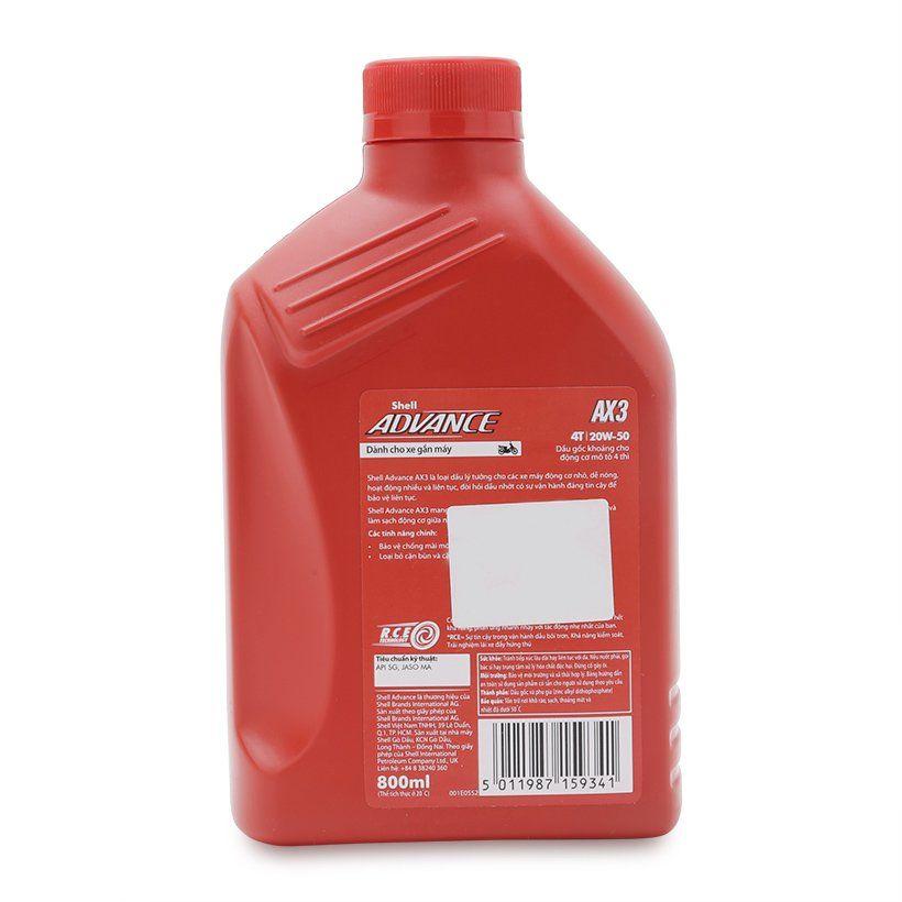 [HCM]Nhớt xe số SHELL ADVANCE AX3 20W50 800ml