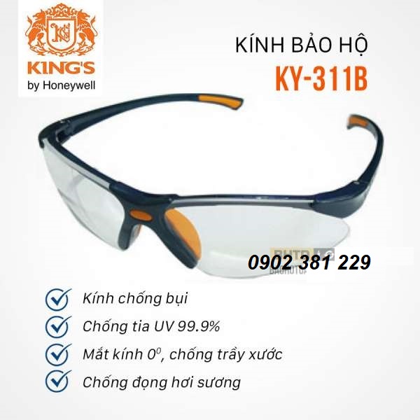 Mắt kính bảo hộ Kings KY313B chống UV, chống đọng sương, chống bụi