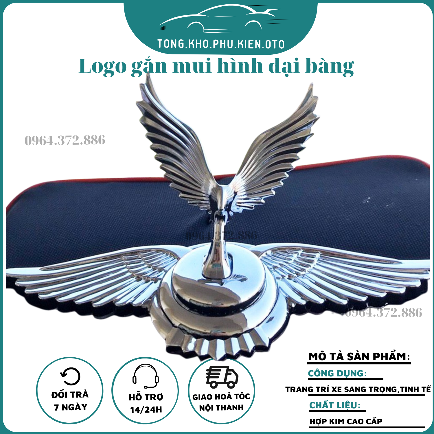 Logo gắn mui xe ô tô hình chim đại bàng