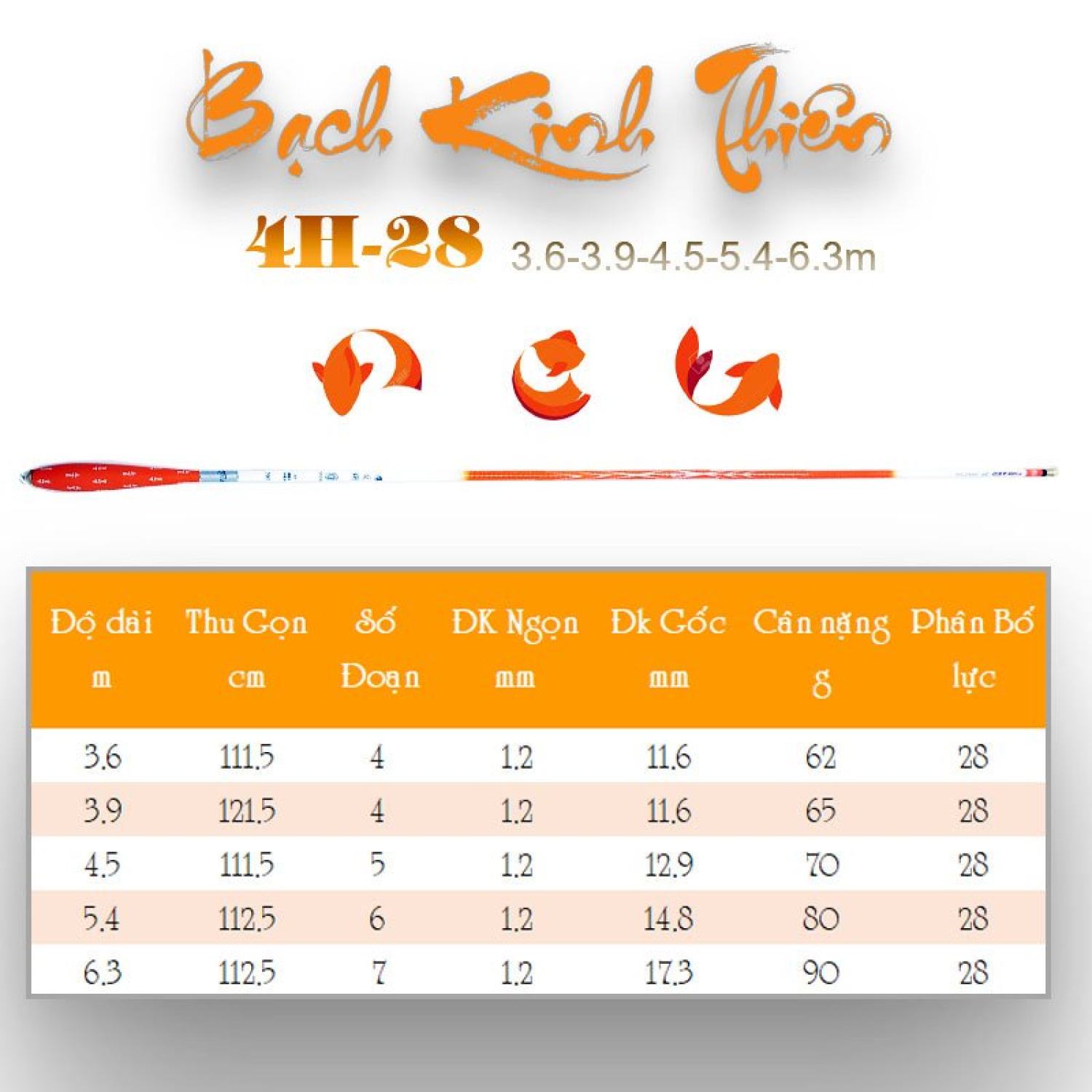 cần câu tay Bạch Kinh thiên 4H