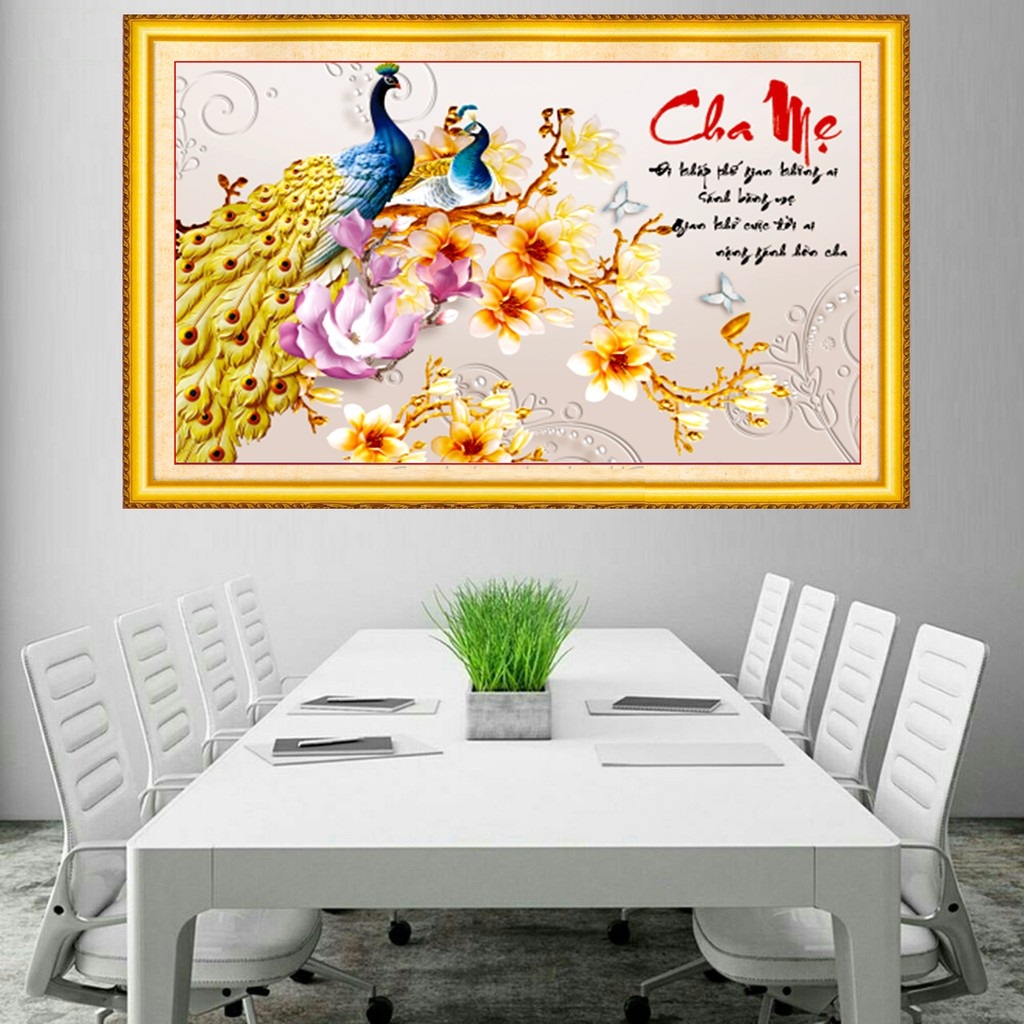 Tranh đính đá mẫu mới Cha Mẹ-KT: 55x83