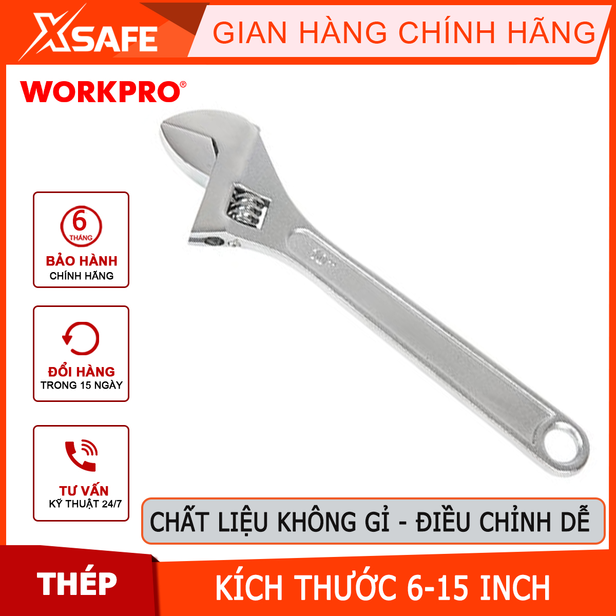 6 inch 150mm workpro adjustable wrench-wp272001
