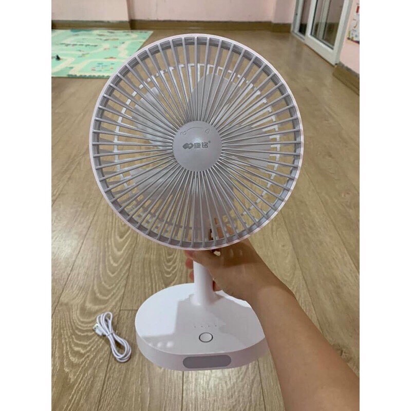 Quạt Tích Điện Để Bàn Mini Super Fan Gấp Gọn Có Thể Kéo Dài 3 Tốc Độ Gió Xoay 360 Cổng Sạc Usb Tiện Dụng, Bảo Hành 12 Tháng