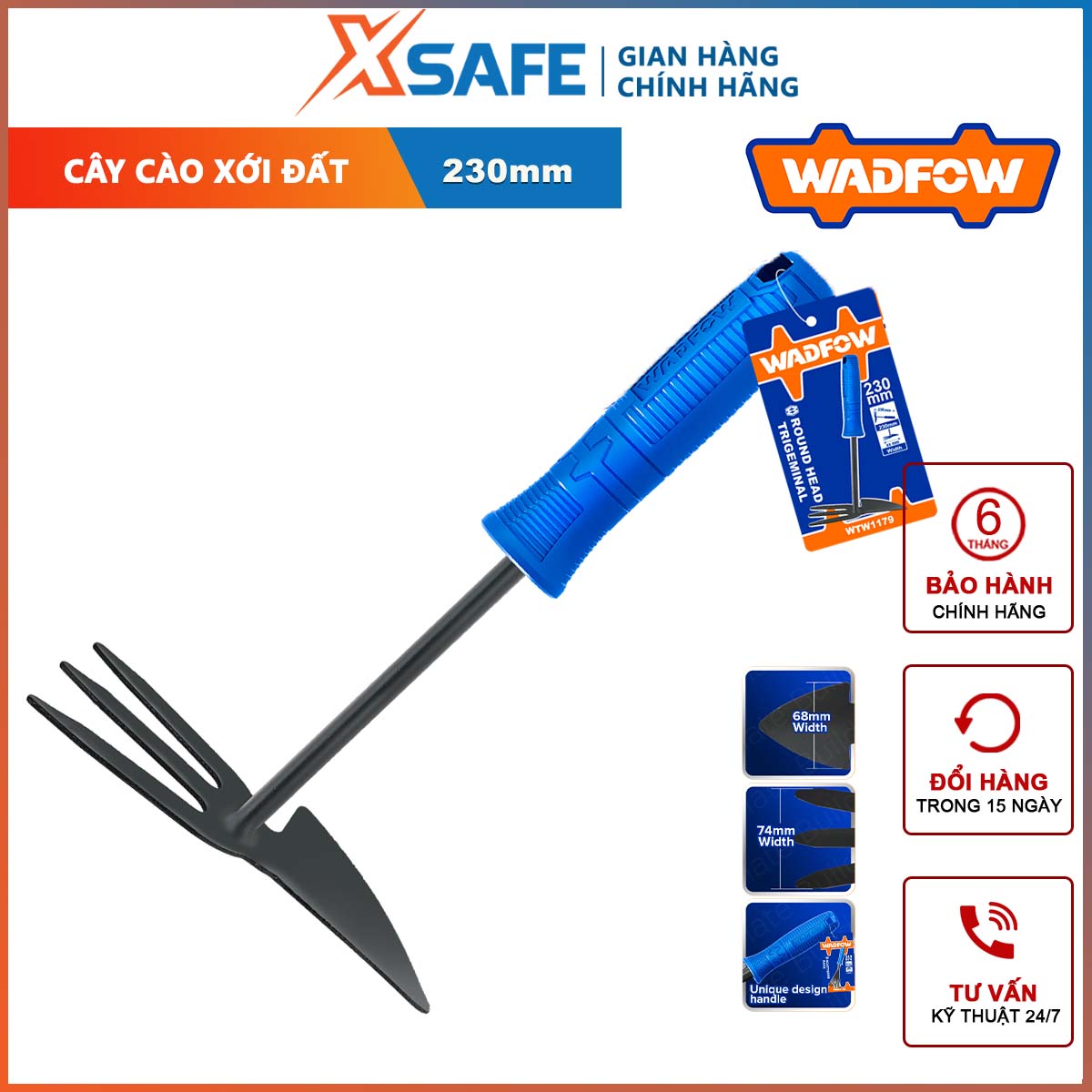 Wasfow wtw1179 Garden Tiller claw | 230mm length Tiller stainless steel Tiller with plastic handle