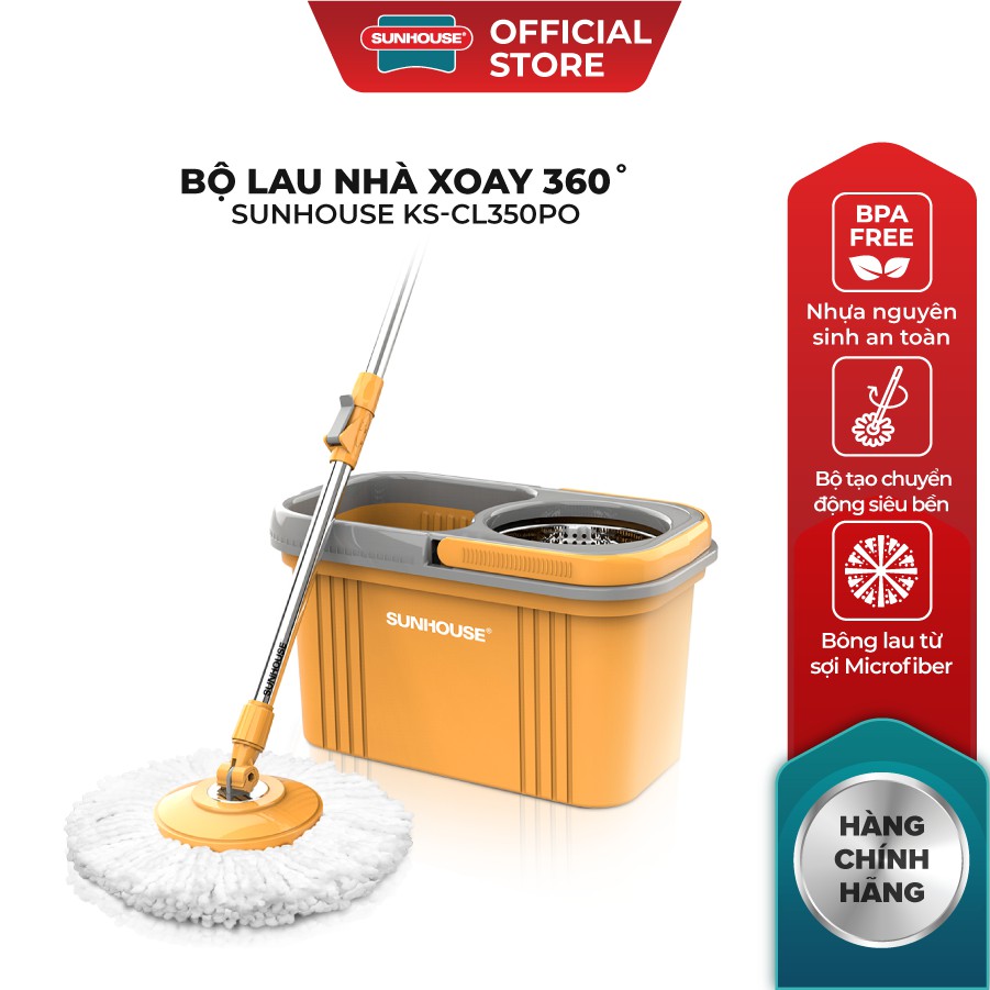 Bộ lau nhà xoay 360 độ SUNHOUSE KS-CL350PO-bảo hành chính hãng 6 tháng