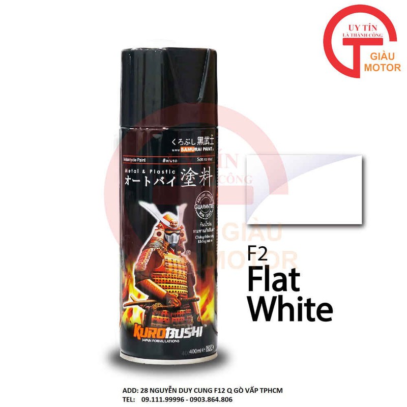 CHAI SƠN XỊT SAMURAI F2 MÀU TRẮNG MỜ FLAT WHITE