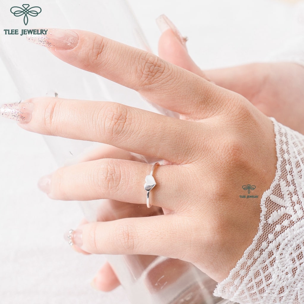 Nhẫn bạc nữ TLEE tim trơn freesize cá tính TleeJewelry A0233