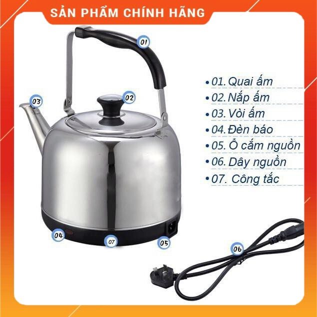 Ấm điện đạt tường inox mâm liền 4l - 5l