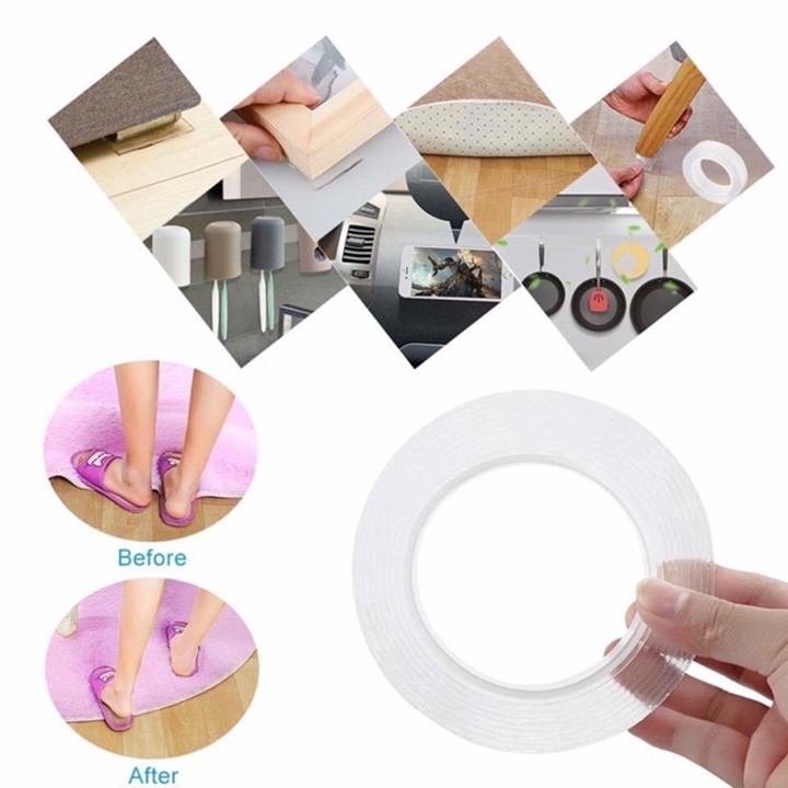 Cuộn keo dán cố định đồ vật trong suốt dài 3m