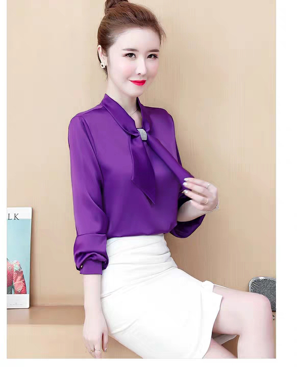 Áo sơ mi phi lụa cột nơ cục sang NGOCTRANSHOP - NT6362