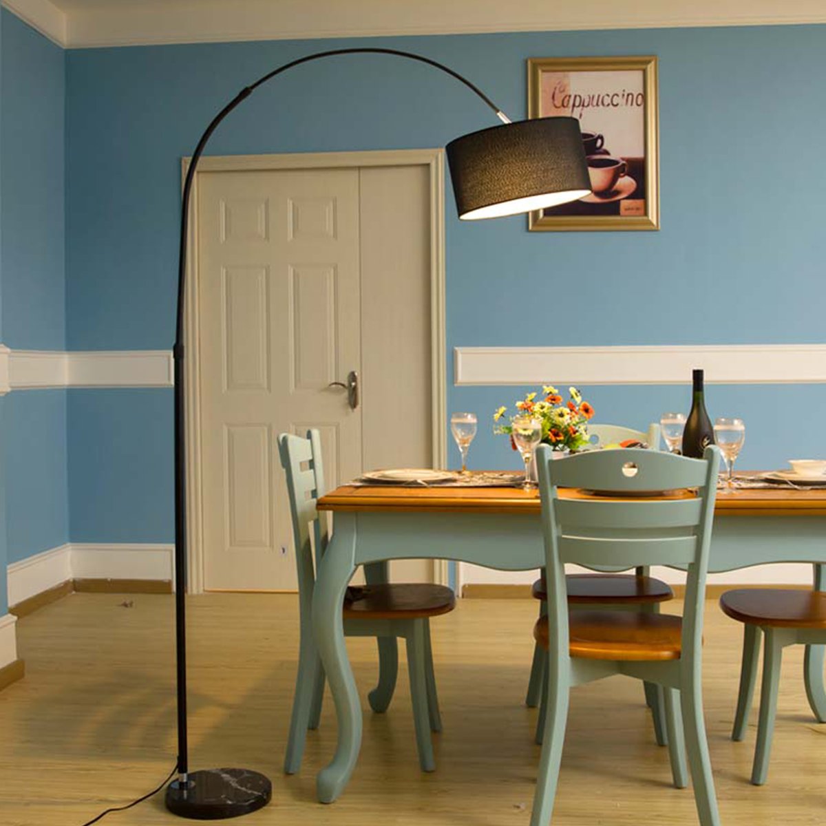 Đèn cây đứng dáng cong, Đèn cây decor phòng ngủ