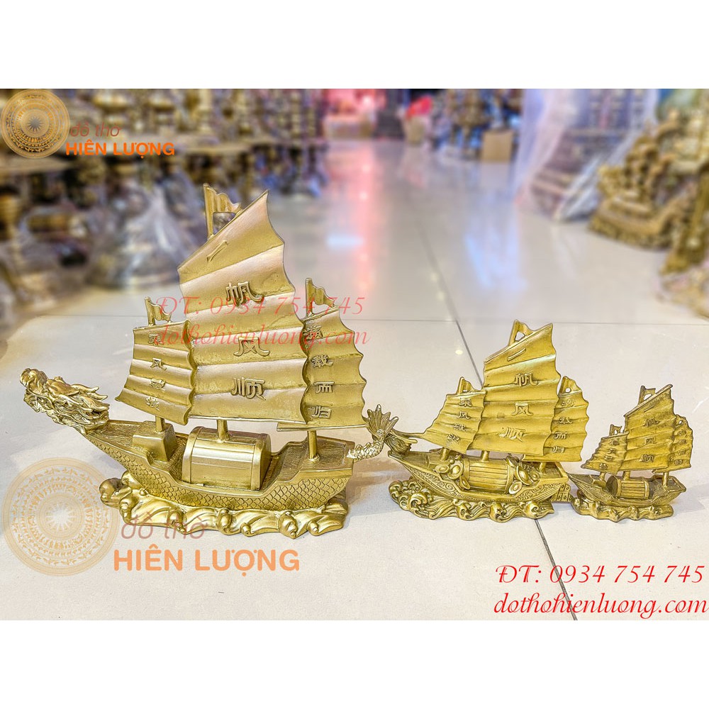 Thuyền Buồm Đầu Rồng Bằng Đồng Phong Thủy 3 Cỡ