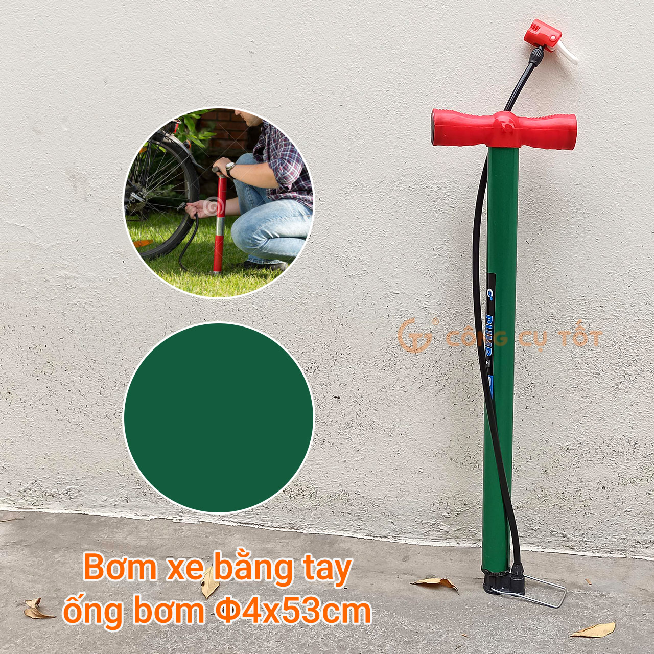 Bơm xe đạp, xe máy bằng tay ống bơm Φ4x53cm