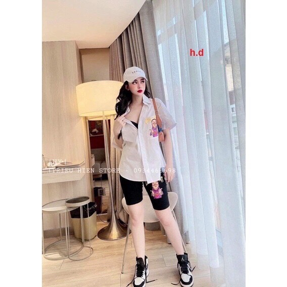Bộ áo sơ mi quần legging còn cái nịt HĐ12