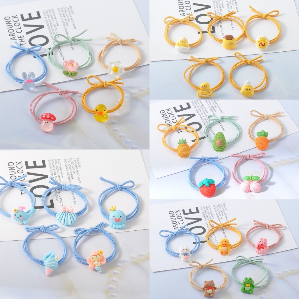 SET 5 DÂY CỘT TÓC, THUN BUỘC TÓC THÚ HOẠT HÌNH THỜI TRANG NỮ