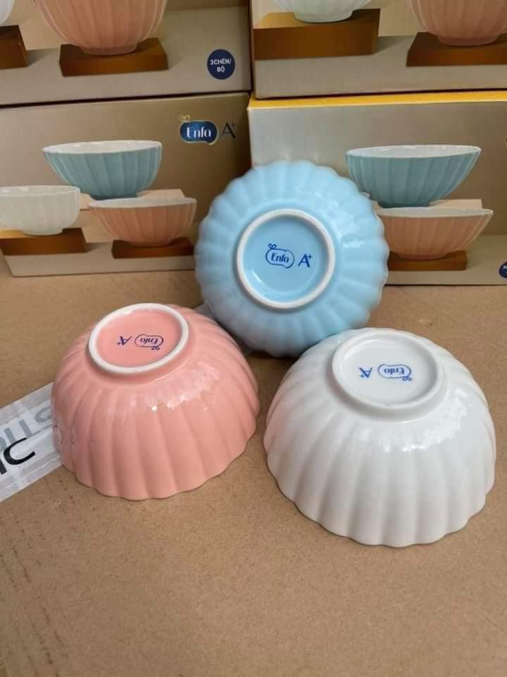 Bộ 3 chén sứ sò Donghwa quà Enfa