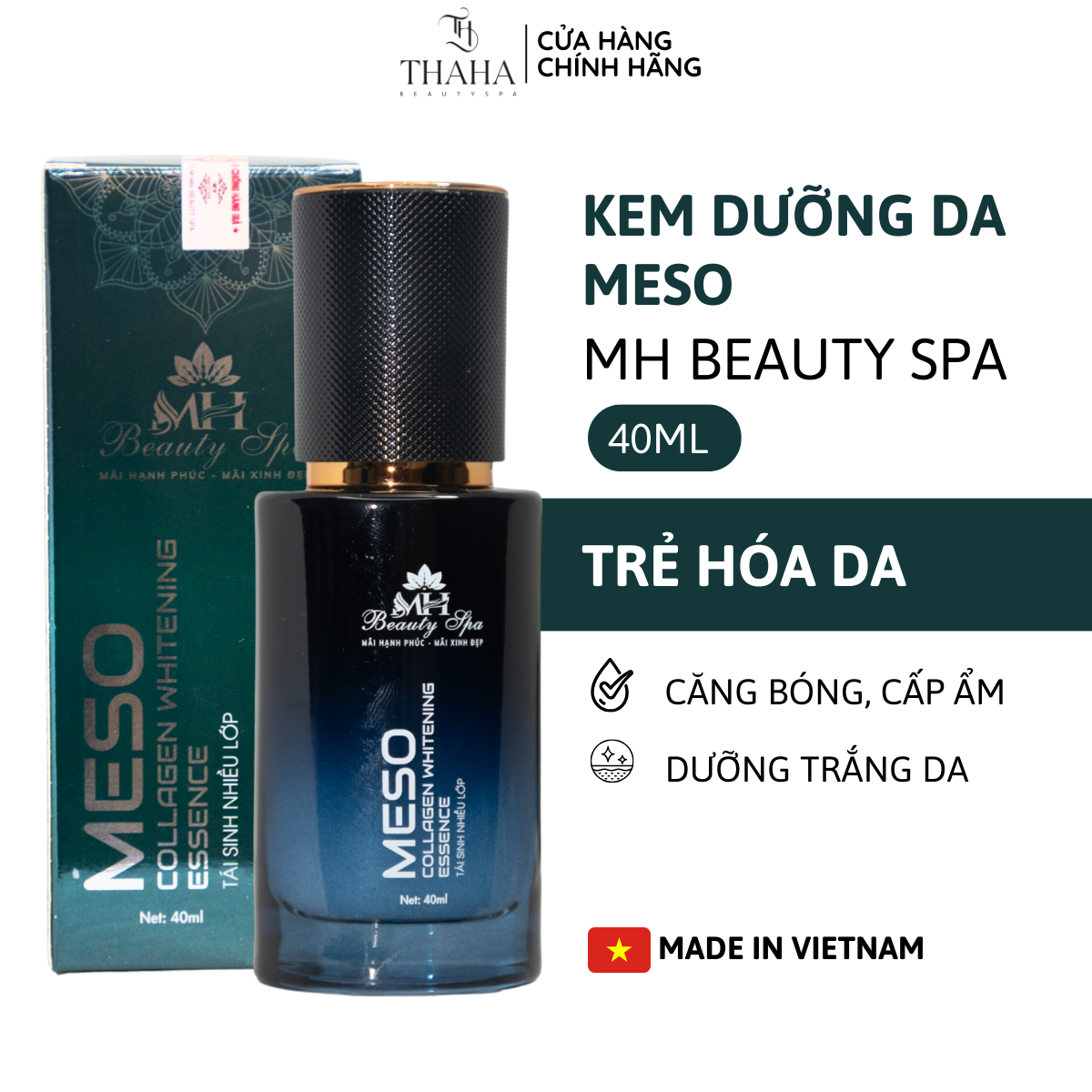 Kem Meso MH Beauty Spa, Căng bóng da, Cấp nước, Dưỡng ẩm cho da, Dưỡng trắng da