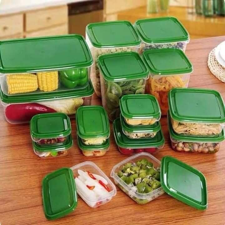 Bộ hộp nhựa đựng thực phẩm 17 món nhựa trong suốt an toàn tiện dụng