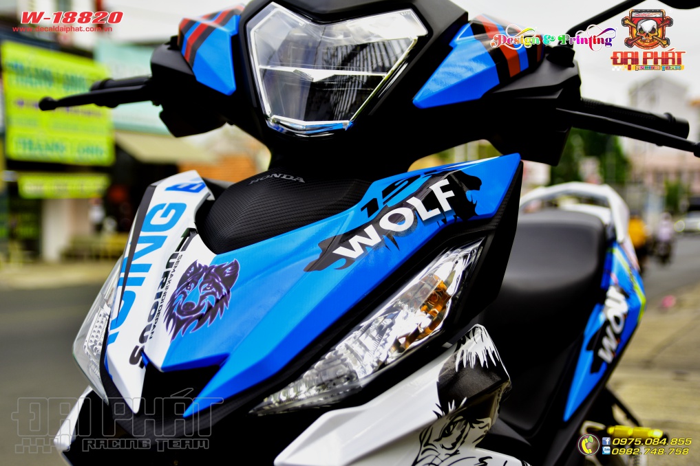 Tem Xe Winner Wolf Xanh Trắng