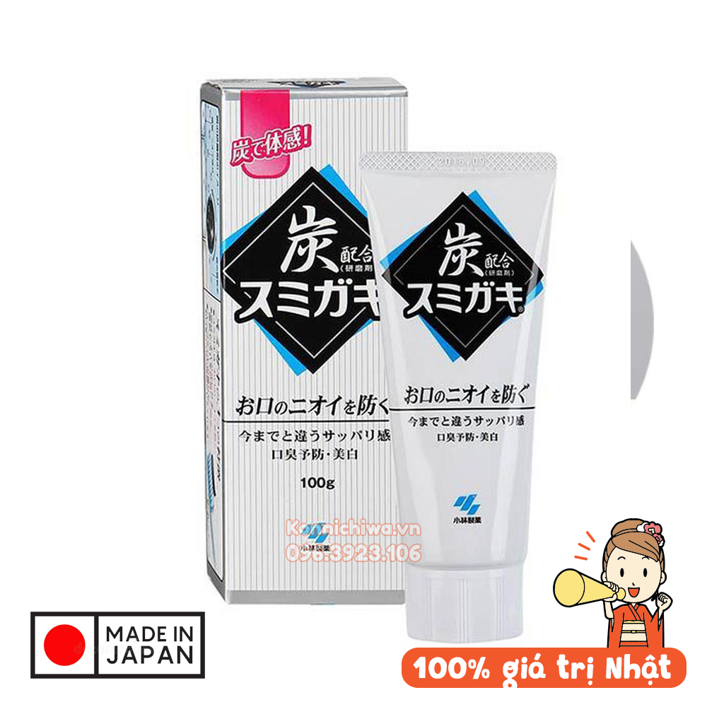 Kem đánh răng than tre hoạt tính Kobayashi 100g giúp làm sạch vế ố vàng, mảng bám trên răng, diệt khuẩn, cải thiện mùi hội miệng