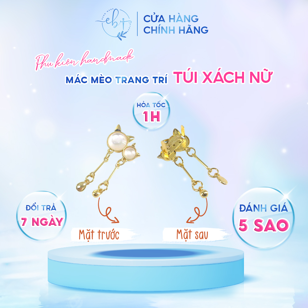 Mác túi hình mèo mạ vàng, phụ kiện charm trang trí gắn vào túi handmade diy dễ thương - eb41
