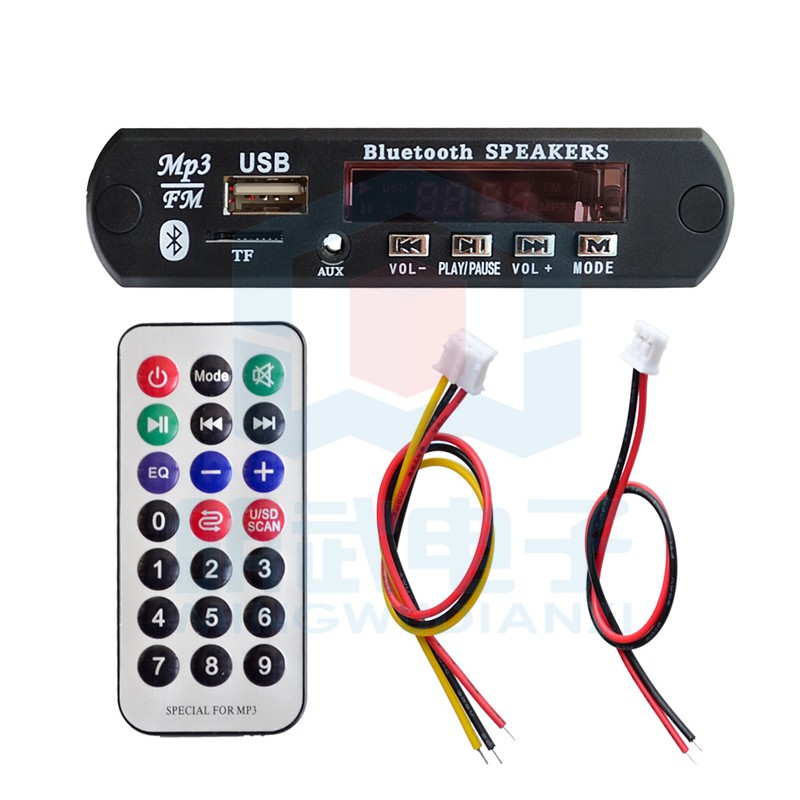 Bộ mạch giải mã bluetooth 5.0 9v-12v mp3 wma usb tf fm radio màn hình màu kèm điều khiển từ xa