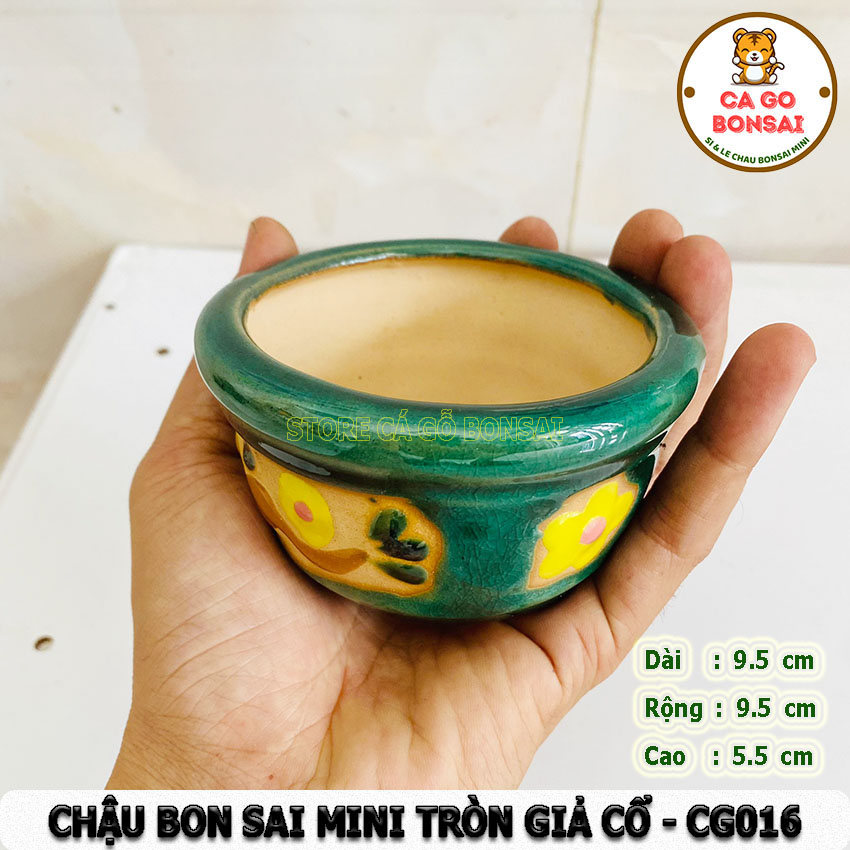 Chậu Bonsai Mini Tròn Giả Cổ - CG016