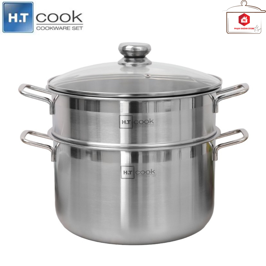 Bộ Nồi Xửng Hấp HT Cook Inox 430 1 Đáy Nắp Kính Sử Dụng Được Trên Mọi Loại Bếp