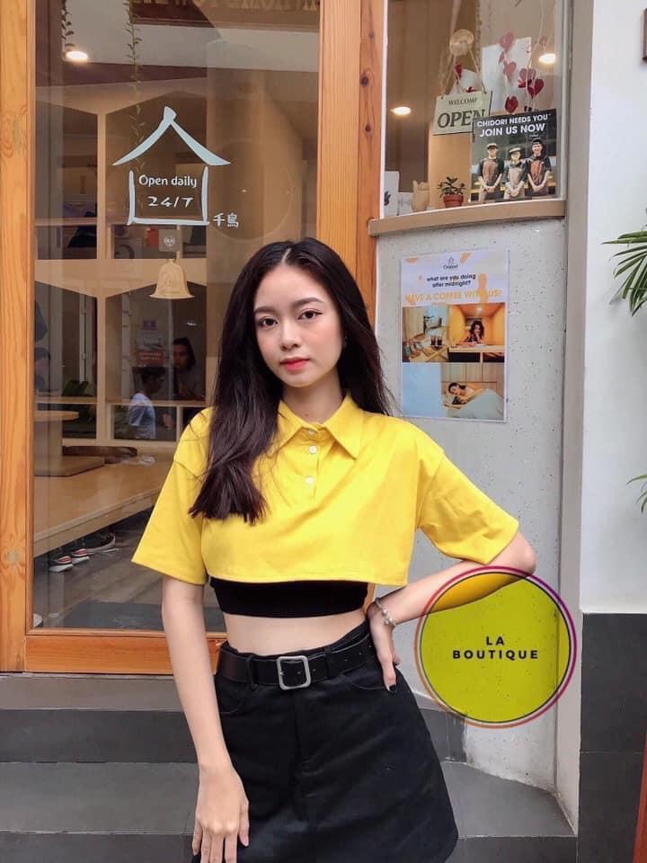 Sét áo croptop cổ bẻ kèm áo ống sành điệu TTSLA0219