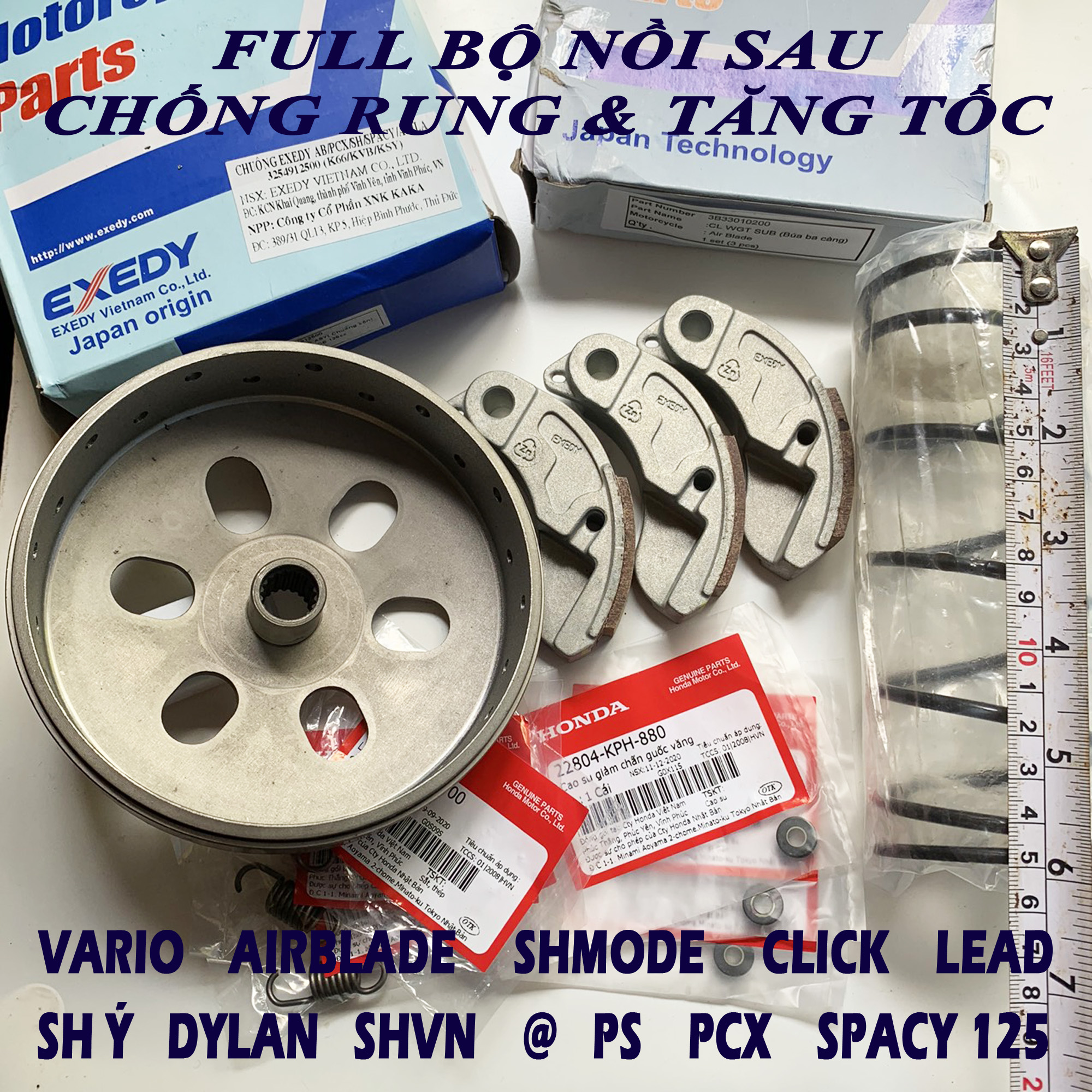 Full bộ nồi sau chống rung và tăng tốc cho Vario Airblade PCX 