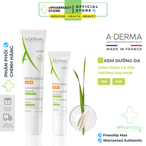 Aderma Kem Dưỡng A-Derma Epitheliale A.H Ultra Soothing Repairing Cream hỗ trợ liền sẹo, tái tạo da 40ml