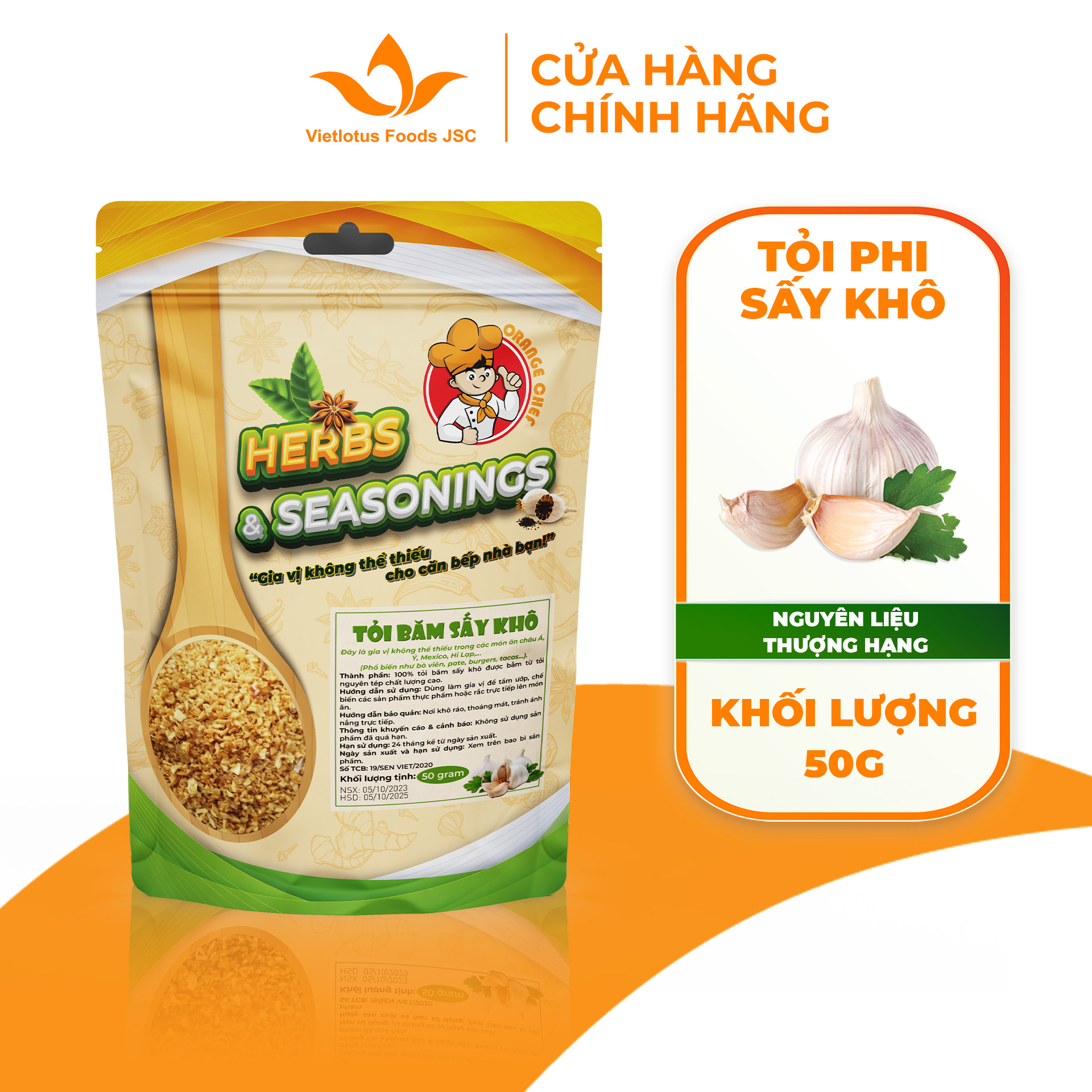 Tỏi phi sấy khô nguyên chất Orange Chef